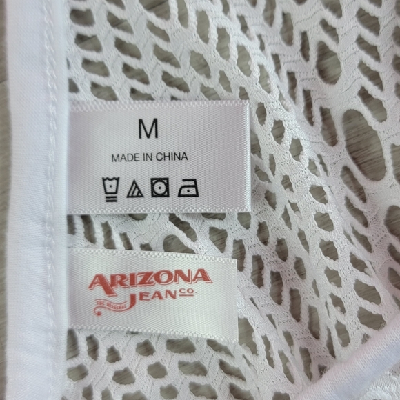 Arizona Jean Co Womens Medium Swimsuit Beach Cover Up White Pink Tassels… - Picture 3 of 7